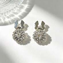 2pcs Shirt Round & Diamond Cufflink Set, Floral Cufflink Clip-On Buttons, Suitable For Dress, Wedding, Gown Decorative Buttons, Clothing Accessory Gift - Silver - View 4