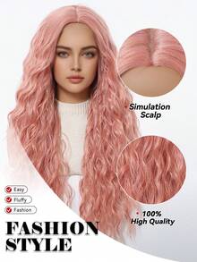 28 Inch Long Fluffy Pink Curly Wig, Designed For Women, Suitable For Festivals, Daily Parties And Cosplay Occasions, Halloween Wig - Multicolor - View 9