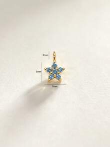 1pc S925 Sterling Silver Exquisite Full Rhinestone Pentagram & Small Flower Pendant DIY Accessory, Multi-Color Rhinestone Flower Charm For Handmade Jewelry - Gold - View 10