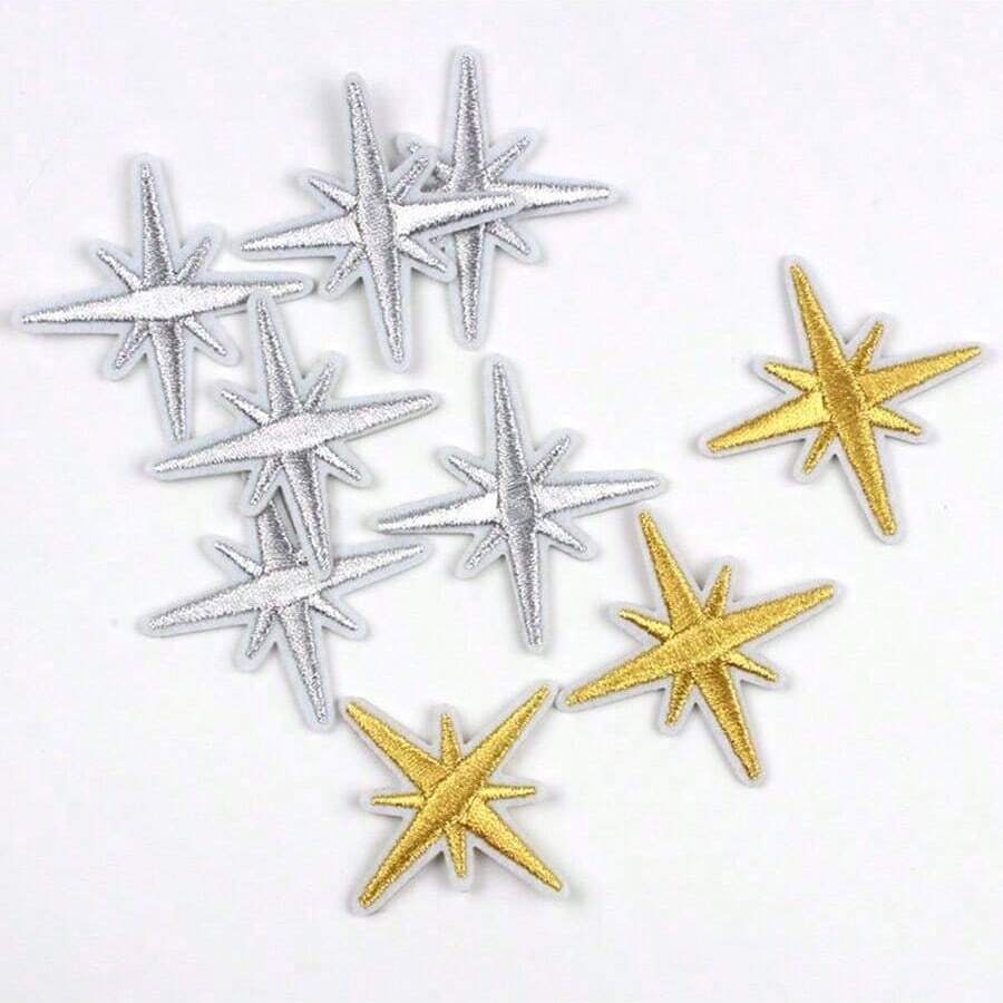 10入/20入 金色與銀色星星布貼花貼布繡 - 多色 - 查看 1
