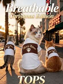 Fun 2026 Christmas Pattern Pet T-Shirt, Suitable For Cats And Dogs, Soft And Skin-Friendly Holiday Cat Supplies, Cute Christmas Outfit To Make Dogs Happy - Multicolor - View 6