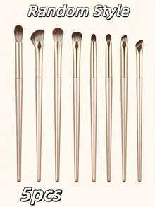 8/5/2/1pc Champagne Gold Eyeshadow Brush Set, Soft Makeup Brushes, Eye Makeup Brushes, Beginner Nose Contour Blending Brush, Fine Eyeliner Brush, Pointed Eyebrow Brush, Makeup Tool Set - Gold - View 9
