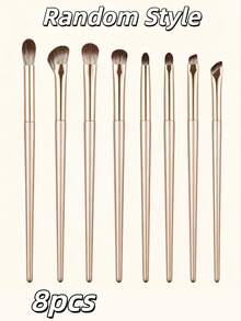 8/5/2/1pc Champagne Gold Eyeshadow Brush Set, Soft Makeup Brushes, Eye Makeup Brushes, Beginner Nose Contour Blending Brush, Fine Eyeliner Brush, Pointed Eyebrow Brush, Makeup Tool Set - Gold - View 10