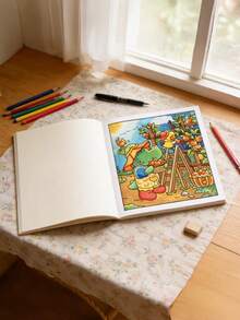 1pc "Springtime" CoCo Exquisite Spiral Bound Coloring Book, Marker Coloring, Featuring Super Cute Animal Characters, Simple Design Easy To Use, Relaxing And Soothing, Ideal Gift For Back To School And Holidays - Multicolor - View 8