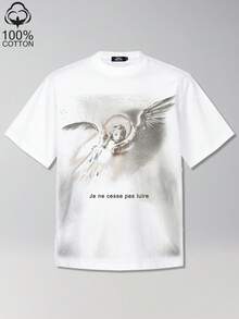 Tiny Spark Streetwear White Tee Shirt Angel Vintage Graphic Retro Dark Romance Style - White - View 1