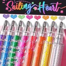 Glitter Gel Pens, Fluorescent Marker Pens For Students, Planner, Glittery Sparkly Quicksand Pearlescent Colorful Neutral Pens - Glitter Pen - View 7