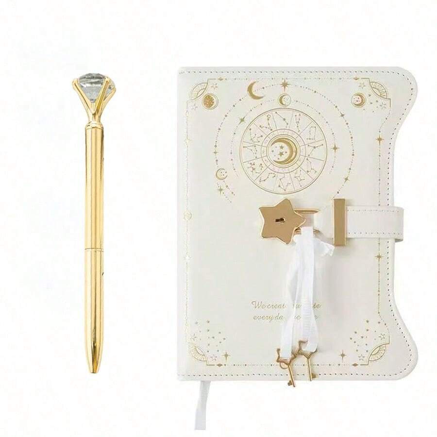 ado y llaves para niñas y niños, ideas de regalo, páginas con borde dorado de 360 grados, cuaderno recargable B6 para escribir con bolígrafo y marcador, útiles escolares, vuelta a la escuela