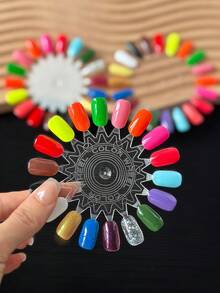 10pcs 180 Colors Nail Art Color Palette Oval Nail Shape Practice Finger Round Sunflower Nail Color Sample Sticks Nail Gel Display Color Card Nail Gel Color Display Plate - Multicolor - View 3