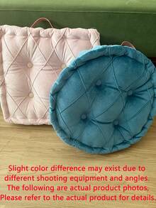 Solid Color Square Tie-On Chair Cushion, Thickened Pleated Filled Seat Pad, Soft Velvet Non-Slip Dining Chair Pad, Suitable For Home Kitchen Office - Multicolor - View 11