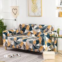 1pc Geometric Print Elastic Full Cover Sofa Slipcover, Modern Style Polyester Fabric, Sofa Home Protection Cover, Machine Washable, All Season - Multicolor - View 8