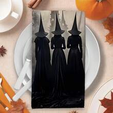 2/4/48pcs Halloween Series Three Witches Back View Pattern Printed Kitchen Towels - Super Soft, Highly Absorbent Polyester Dish And Hand Towels, Perfect For Holiday Decor, Kitchen Decor, Party Decor - Multicolor - View 7