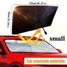 Foldable Umbrella-Style Car Front Windshield Sun Shade With Silver And Titanium Silver Coating, UV Protection, Heat Insulation, One-Click Open/Close, Portable Storage, Universal For Sedan And SUV, Summer Interior Sun Protection Modification Accessory - Multiple Styles - View 16