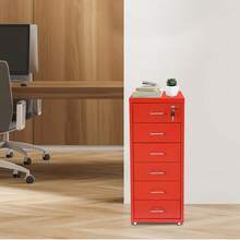 YUNRUX Vertical Metal Filing Cabinet With 6 Drawers And Lock For Home Office 11*16*27in - 紅色 - 查看 10