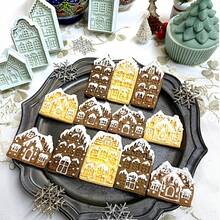 4pcs Christmas Gingerbread House Shaped Cookie Molds, 3D Cartoon Style Press Molds For Cookies/Fondant, Baking Tools For Decorating Cream Filled Cakes - Multicolor - View 10