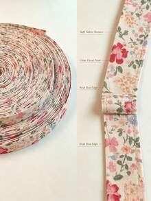 Cream Soft Skin-Friendly Floral Ribbon, Suitable For Gift Wrapping, Handmade Crafts And Holiday Decoration - Pastoral Style Ribbon, Suitable For Christmas, Valentine's Day, New Year, All-Year Handmade Creation, Fresh Aesthetic - Multicolor - View 5