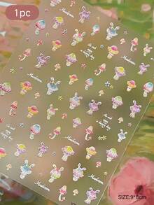 1pc Iridescent Glitter Mushroom Embossed Decorative Sticker, Gradient Candy Color Mushroom With Minimalist English Text, Can Decorate Personal Items, Shell Storage, Free To Stick And Decorate, Create A Fresh Dreamy And Gentle Atmosphere - Forest Mushroom - View 6
