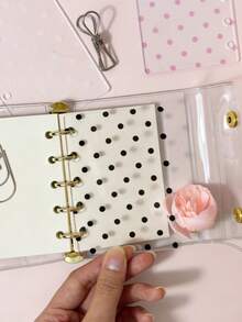 Back To School Campus Style Minimalist Polka Dot Pattern Transparent Acrylic Divider Pages Loose-Leaf Binder, A6 6-Hole Loose-Leaf Notebook Transparent Dividers, Planner Accessories, Suitable For Journals And Scrapbooks, Back To School, Gift For Journaling Enthusiasts - Multicolor - View 2