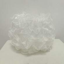 溫馨浪漫歐根紗雙色波浪邊球形燈罩，婚禮餐廳裝飾燈罩，適合多種風格的裝飾配件燈罩 - 白色圓球紗燈罩 - 查看 10