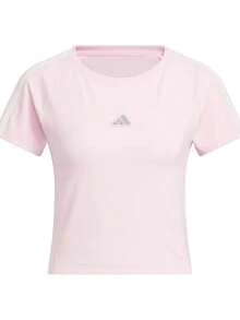 Adidas 三葉草女子短版波浪邊運動修身短袖T卹 - 粉色 - 查看 6