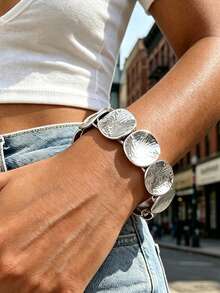11/6/5/1pc Set Vintage Fashion Glamorous Wavy Knot Round Patchwork Silver Bracelet Suitable For Women's Daily, Party And Vacation Wear, Gift - Silver - View 9