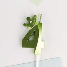 HIBIRTH 1pc Green Crown Number Candle Cake Decoration, Number 0-9 Candle, Indoor Wish Number Candle, Birthday Party Celebration Baking Plug-In - View 8