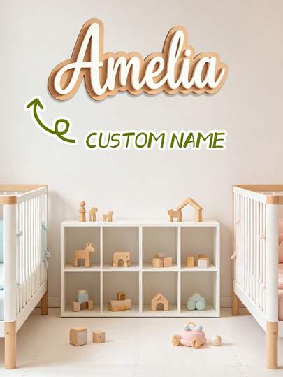 1 pieza Letrero de nombre de madera personalizado, diseño de doble capa, duradero, color de fuente opcional, decoración de habitación, letrero de madera personalizado, Día de San Valentín, cumpleaños, graduación, boda, accesorio de foto de nombre de bebé personalizado, decoración de guardería, letrero de nombre personalizado, decoración de fiesta de baby shower personalizada, regalo perfecto para niño y niña, decoración de habitación, decoración de habitación de niño, decoración de habitación de niña