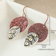 DIYCCPC Anting Gantung Motif Daun Ukiran Gaya Bohemian Vintage, Perhiasan Fashion untuk Wanita - Dua Warna - View 4
