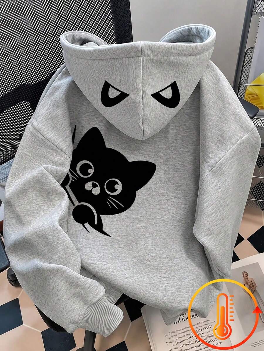Tween Boy Fun Print Pullover Sweatshirt, Warm & Comfortable Thermal Lined Pullover Sweatshirt For Autumn/Winter - Grey - View 1