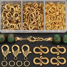 200pcs/230pcs DIY Zinc Alloy Jewelry Clasp Parts Set, Includes Water Drop Pattern Lobster Clasp, Embossed S-Shaped Hook, Jump Rings, Suitable For Handmade Braided DIY Bracelets, Necklaces, Anklets End Connectors, Pendant Chain End Clasps, Open Connector Rings, Bag Charms, DIY Jewelry Making Accessories Materials - Lobster Claw Clasp & S-hook & Jump Ring - View 12