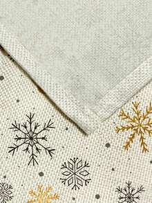 1pc Christmas Snowflake Series Pattern Printed Table Runner, 4pcs Christmas Pattern Printed Placemats, Suitable For Holiday, Party, Birthday, Dinner, Kitchen Dining Table Decoration, All Season Room Decor, Home Textile Decoration Table Runner - Multicolor - View 2
