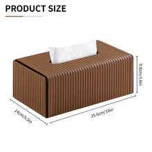 Magnetic PU Leather Tissue Box Cover, Italian Vintage Style Tissue Storage Box, Suitable For Bathroom Countertop, Bedroom Nightstand, Office Desk, Decorative And Storage Dual Use - View 4