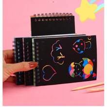 Art Paper Coil Scratch Art Book, Colorful Portable Scratch Painting, Creative Thickened, 1 Book With 8 Pages, Includes 1 Bamboo Pen, Student DIY Free-Hand Drawing Book, Educational And Fun, Doodle Art Scratch Painting Book, Multiple Styles Available - Multiple - View 12