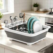 Foldable Multi-Function Dish Drying Rack, Space-Saving Collapsible Dish Storage Rack, Suitable For RVs, Campers, Travel Trailers And Small Kitchen Countertops - Grey - View 6