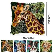Latch Hook Kit For Adults & Beginners. Cute Animals: Tiger, Giraffe & Dog. Includes Mesh Base, Yarn & Hook. Finished Piece For Sofa, Bedroom, Living Room, Garden Or Office Decor. Great For Thanksgiving, Christmas & Birthday Gifts. 43x43cm/17in. - Animal - View 2