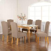 AMOROSA 6 Pieces Universal Elastic Washable Dustproof Dining Chair Covers For Kitchen, Living Room, Hotel, And Events - Cappuccino - View 6