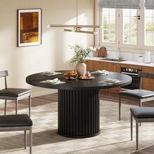 LITTLE TREE Round Dining Table, 120 Cm Dining Table Black For 4 People, Dining Room Table With Sturdy Metal Frame, Modern Dining Room Furniture - Black - View 9