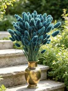 25/50/100Pcs Artificial Gem Grass, Artificial Plants, Multi-Color Options, For Home Decor, Vase Decoration, DIY Bouquets, Cake Decoration - Peacock Blue - View 3