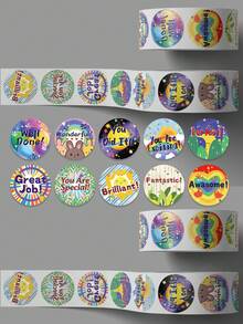 500pcs Original Fun Round Stickers, Suitable For Office Organization, Desk Storage, Calendar, Envelope And Luggage Decoration, Easy To Peel And Stick, Perfect Gift For Friends And Travel Enthusiasts, PVC Material - Multicolor - View 7
