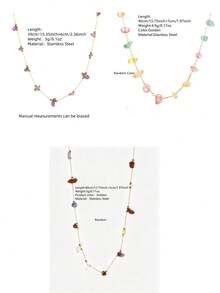 VceTd 1/3PCS Romantic Style Random Dopamine Beaded Design Stainless Steel Women's Beaded Necklace Suitable For Women's Daily Wear - Yellow Gold - View 9