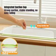 3pcs Premium Silicone Suction Cup Splash Guard Bathroom Sink Splash Guard Kitchen Sink Splash Guard Faucet Splash Guard Integrated Suction Cup Splash Guard Kitchen Countertop Splash Guard Bathroom Extended Sink Splash Guard Cleaning Countertop Glass Tile Squeegee Board Special Offer (Splash Guard + Squeegee Board 2pcs Set) - Water Baffle - View 5