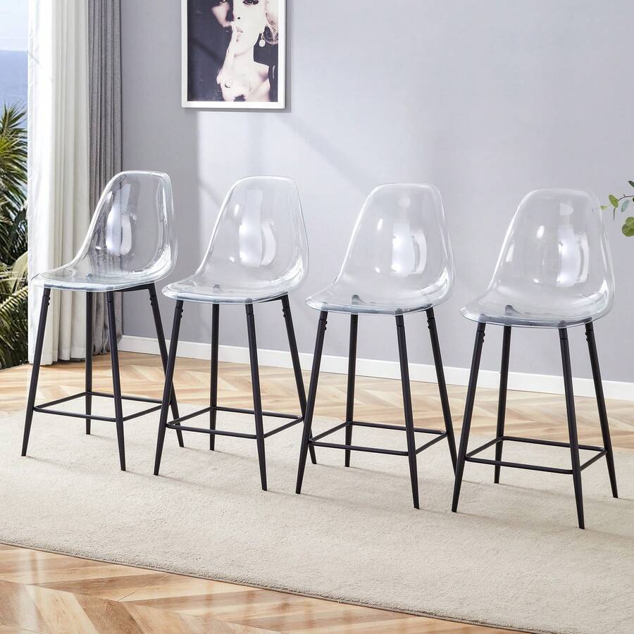 Black Dining Chair, Transparent Plastic - 黑色 - 查看 1