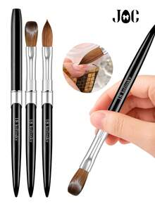 1PC Size 2-18 Kolinsky Acrylic Nail Brush With Leather Case, Professional Sable Nail Art Brush For Acrylic Powder & Extension Gel - Black - View 7