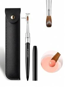 1PC Size 2-18 Kolinsky Acrylic Nail Brush With Leather Case, Professional Sable Nail Art Brush For Acrylic Powder & Extension Gel - Black - View 14
