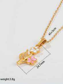 Fashion Flower Pendant Necklace For Women - Fresh And Sweet Design, Exquisite And Compact Stainless Steel Collar Chain - Flower Necklace - View 6