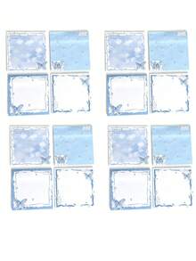 Blue Butterfly Sticky Notes, Warm Purple Butterfly Wings Light Blue Sticky Notes, 76*76mm Adhesive Removable Cute Student Memo Note Pads, Office And Study Use Sticky Notes - one-size - View 9
