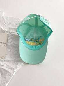 1件女款軟頂字母刺繡黃色棒球帽,春夏新款,快乾透氣防曬鴨舌帽,拼色薄款防UV遮陽帽 - 棒球帽 - 查看 5