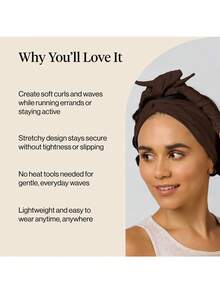 1pc Heatless Curling Hair Band, Soft Fabric Slouchy Sleep Hair Band, No Damage To Hair, Big Wave Curly Hair Styling Accessory, Suitable For Overnight Styling And Daily Use - Multicolor - View 5