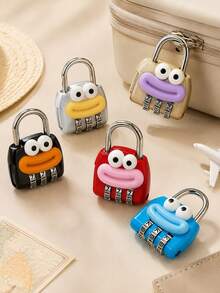 1pc Combination Lock With Cute Sausage Lips And Big Eyes Pattern, Suitable For Gym Lockers, Luggage And Backpack Zippers Anti-Theft, Portable Colorful Metal Padlock, Compact And Durable, Anti-Theft Design For Worry-Free Travel, Perfect Gift For Daily Outings, Students Back To School, Ramadan, Eid, Valentine's Day, Mother's Day Or Thanksgiving - Multicolor - View 6