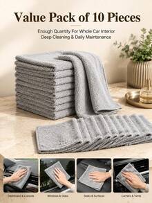 10 buah Handuk Pembersih Mobil Mikrofiber, Sangat Menyerap, Cepat Kering, Dapat Digunakan Kembali dan Dicuci, Kain Pembersih Bebas Serat dan Tahan Minyak, Cocok untuk Detailing Mobil, Dapur dan Pembersihan Rumah - A - View 8