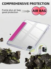 1件裝透明壓克力三折玫瑰紅平板保護殼，相容 iPad Mini6/Mini7/Air/Air2/9.7/10.2/10.5/10.9 (Air4-Air8)/Pro 11/10th Gen/A16/Pro 11 2024 機型，可折疊平板保護套，附透明壓克力背殼、三折支架、睡眠/喚醒功能、內置筆槽，不含筆，部分機型附相機框 - 玫紅色 - 查看 4
